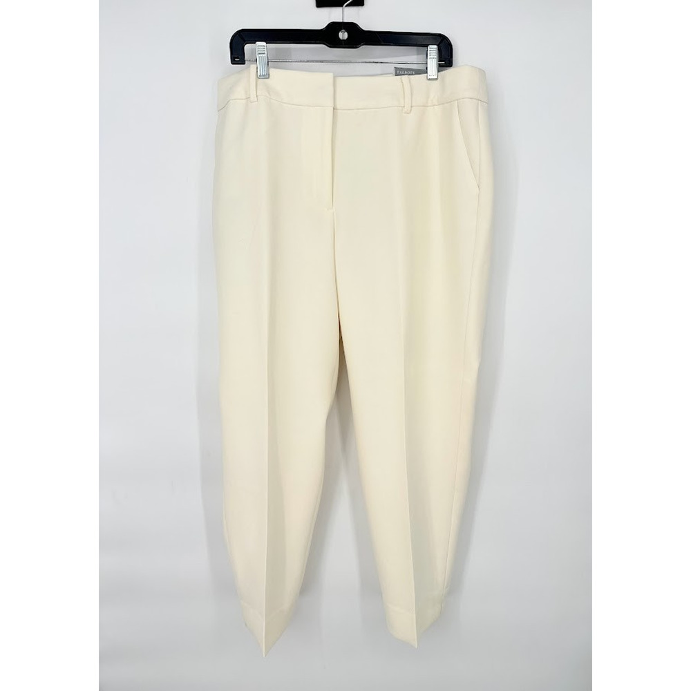 Talbots High‎ Waist Hampshire Ankle Pants Ivory Cream Size 16W Career Minimalist